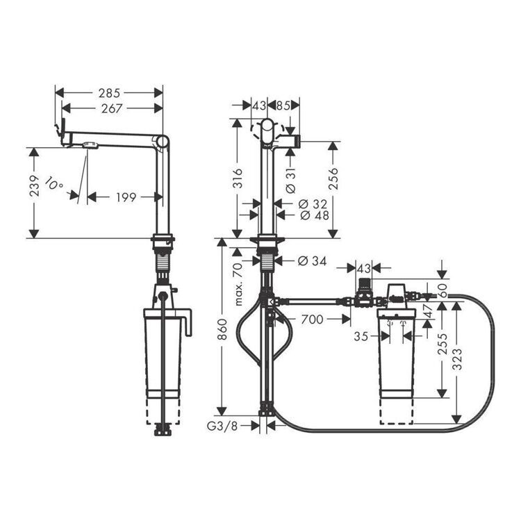 Смеситель для кухни Hansgrohe Aqittura M91 76804670 черный матовый