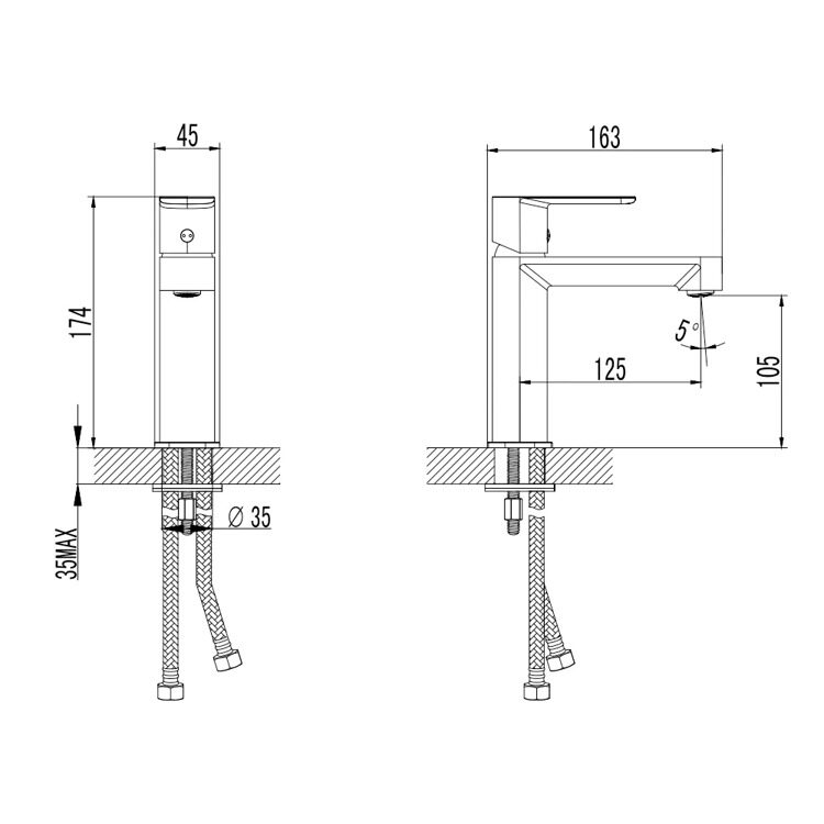 Смеситель для раковины, шлифованное золото AQUAme Parma AQM6610BG