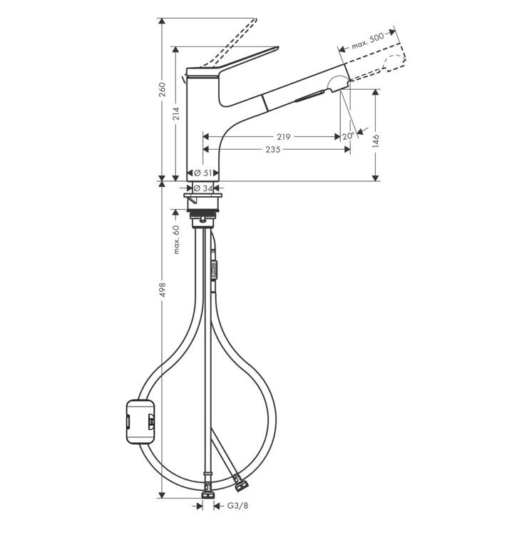 Смеситель для кухни Hansgrohe Zesis M33 74800670 Черный матовый