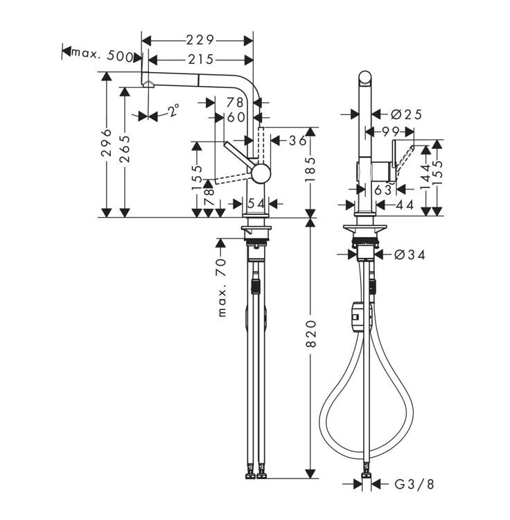 Смеситель для кухни Hansgrohe Talis M54 72808800 Сталь